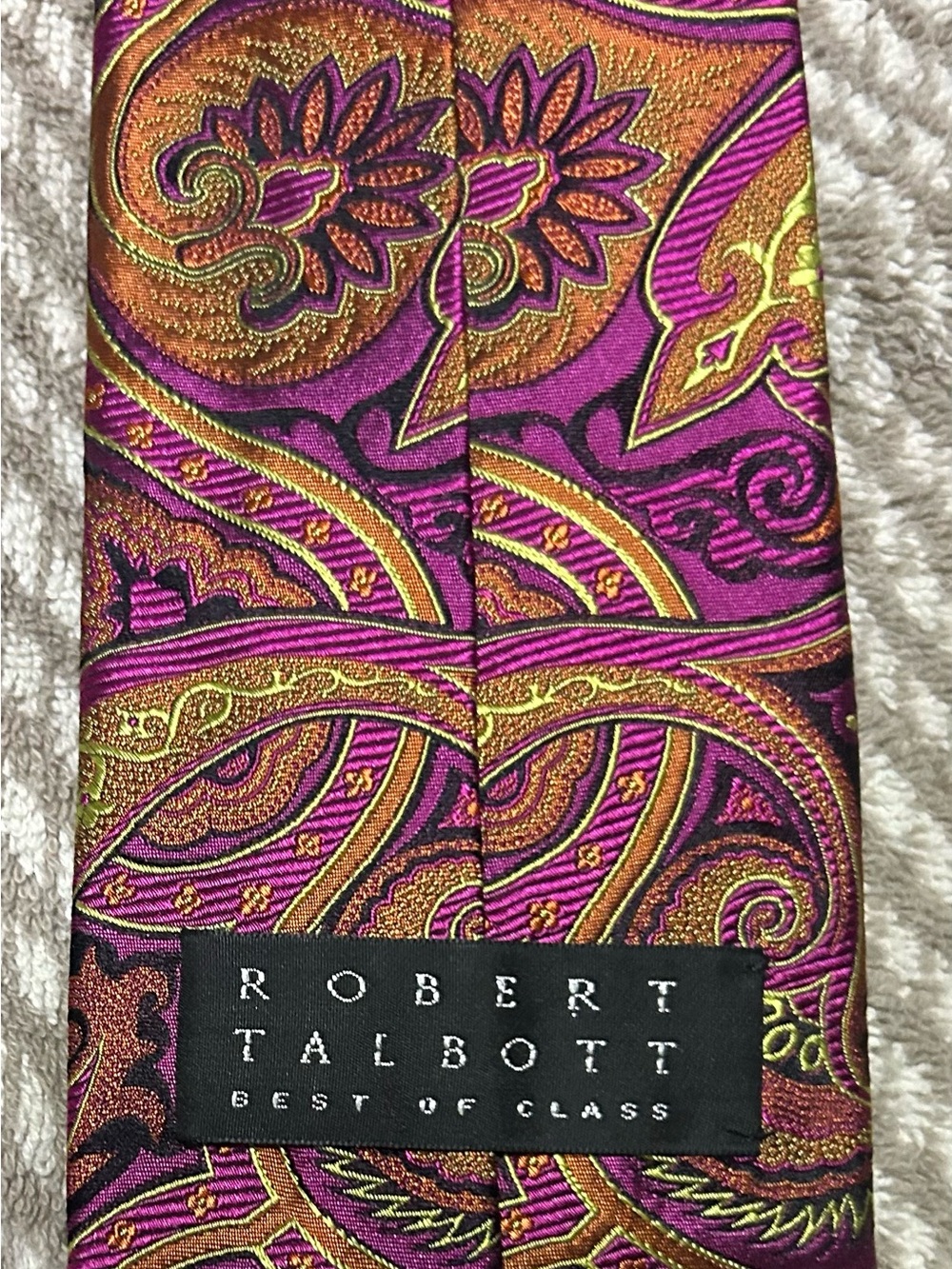 Robert Talbott Paisley Silk Tie in Magenta, Gold and Black